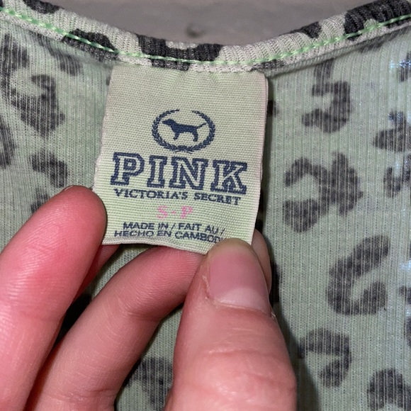 ✳️Used Womens Small PINK by Victoria’s Secret Leopard Print Mint Green Tank - Picture 3 of 3